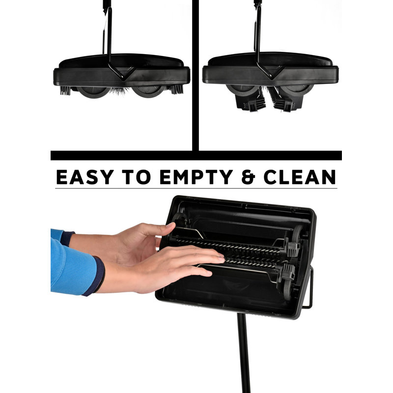 Manual Tile Floor and Carpet Sweeper, Black