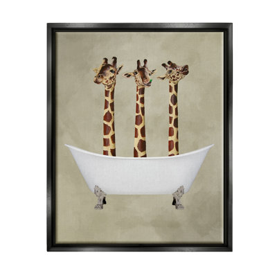 Trois girafes dans une baignoire, art mural par Coco De Paris