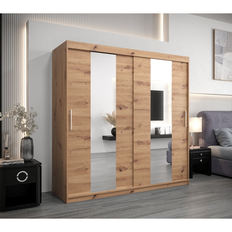 Ayaab 2 Door Manufactured Wood Wardrobe, Artisan Oak