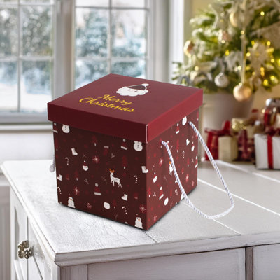 Christmas Decorations 2pc Christmas Gift Box Large Candy Handheld Gift Box Empty Box Christmas Packaging Box Gift Box