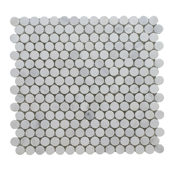 Arabescato Marble Penny Round Mosaic Wall Tile