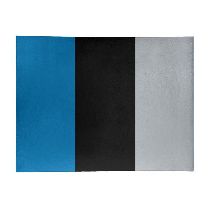 Tapis de détroit à rayures en poly-noir, Rectangle 9 pi x 12 pi