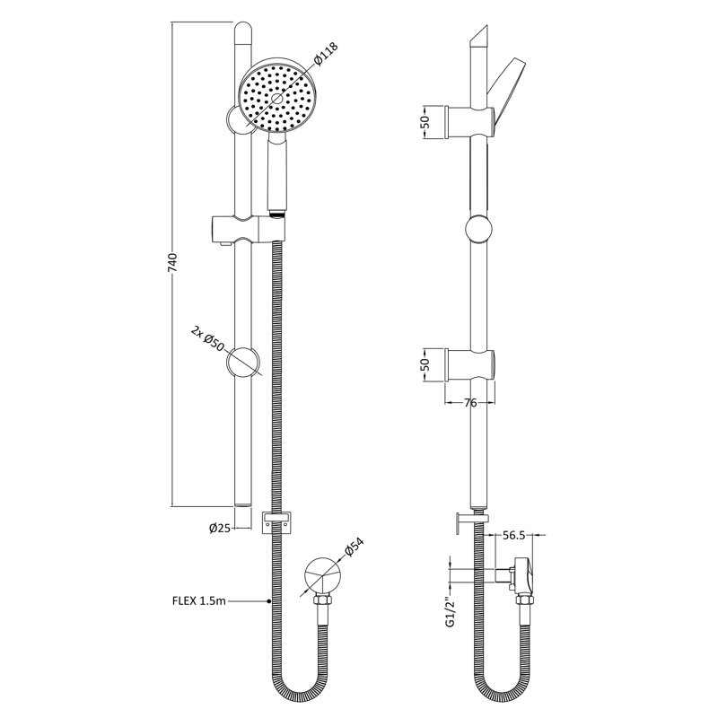 Slide Bar Shower Head