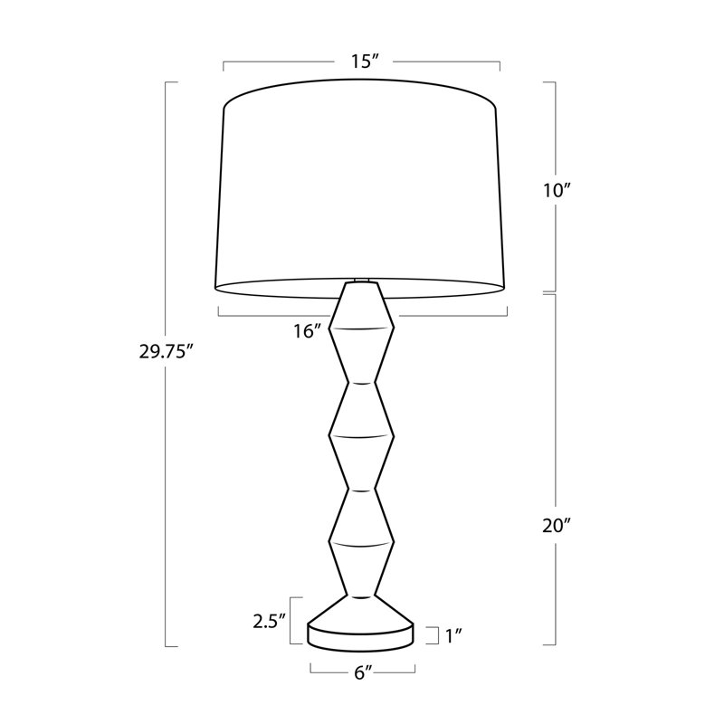 Crew Walnut Buffet Lamp (Black Shade), White