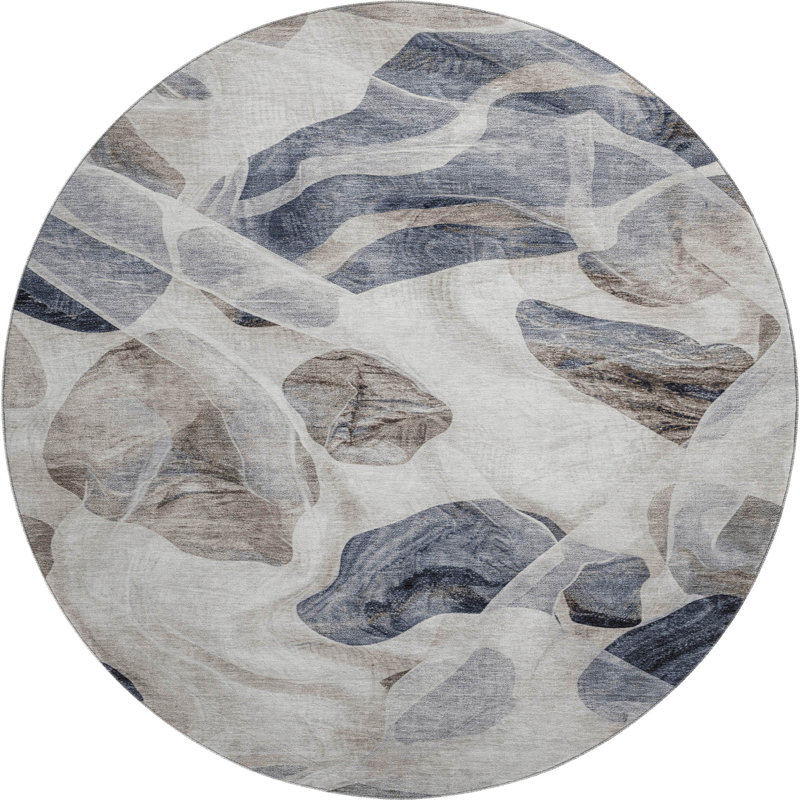 Premium Machine Washable Chelston AMF1863 Abstract Rug, Round 8'
