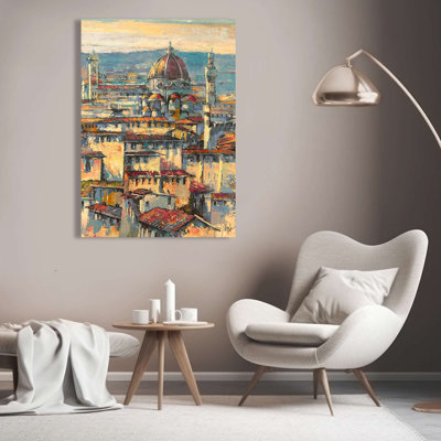 Sunshine Over Florence (Detail) by Luigi Florio - Wrapped Canvas Print