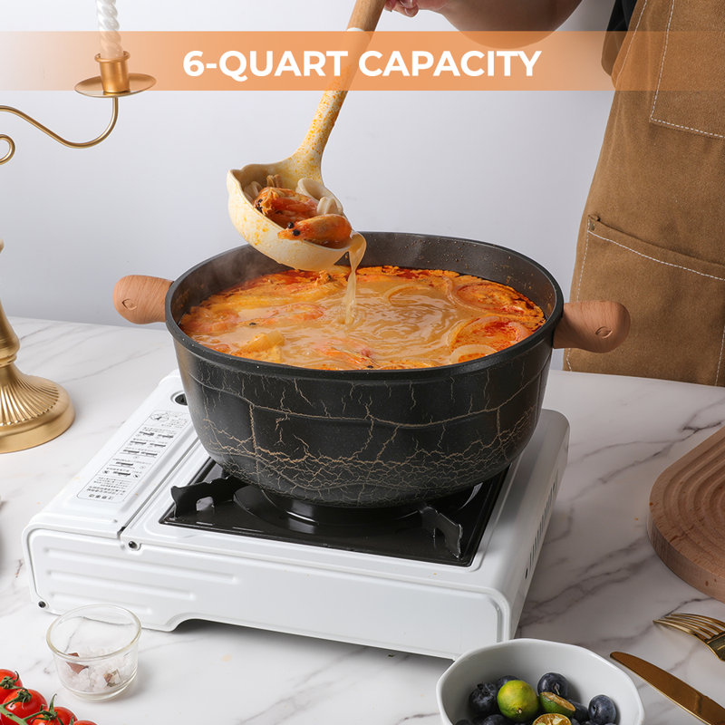 DEORS Titanium-Rock Nonstick Coating (6qt,10.2") Dutch Oven Casserole with Lid, Bionic Turtle Design Stockpot, PFAS & PFOA Free, Dishwasher Safe, Slow Cooking Pot