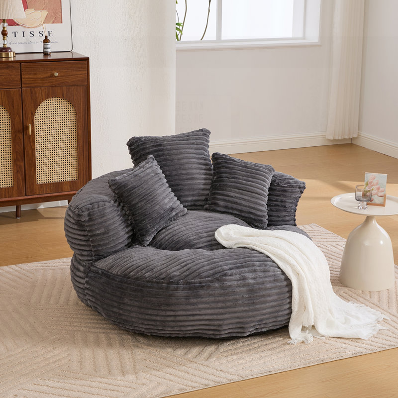 Oversized Corduroy Bean Bag Chair with 3 Pillows & Armrest, Perfect for Adults and Kids, Ultimate Comfort and Support