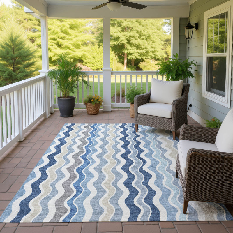 Machine Washable Indoor/Outdoor Chantille ACN2342 Stripes Rug, Rectangle 10' x 14'