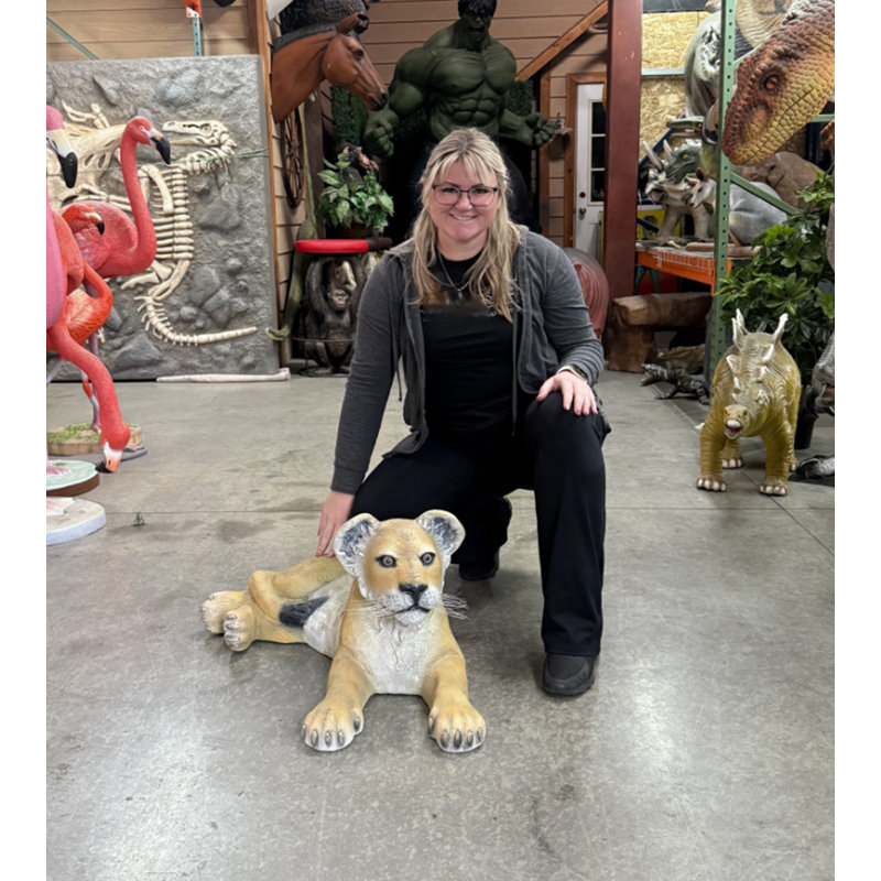 Laying Lion Cub Life Size Statue