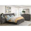 Lit pour lit double pleine grandeur de style moderne, gris brunâtre et argent antique, tête de lit, structure en bois résistante aux taches