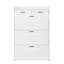 Deux tiroirs, trois portes pliantes, grande armoire à chaussures de rangement, blanc-635510865