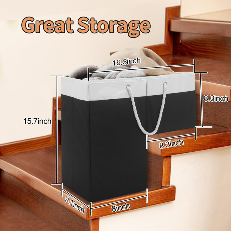 Staircase Baskets for Carpeted and Wooden Stairs,16" Step Storage Basket for Toys, Black