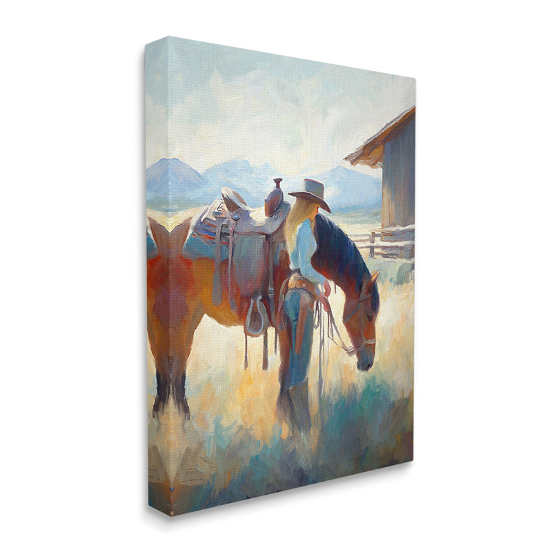 "Équestre et cheval" par Ramona Murdock sur toile, H 36 po x l 48 po
