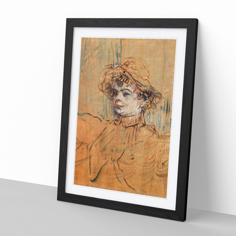 Mademoiselle Nys by Henri de Toulouse-Lautrec - Picture Frame Painting, 36cm H x 27cm W x 2cm D, Black Framed