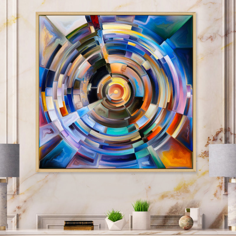 «Prayer Circle Series Disc», reproduction d'art sur toile encadrée, H 36 po x l 36 po x P 1,5 po, Cadre flottant brun