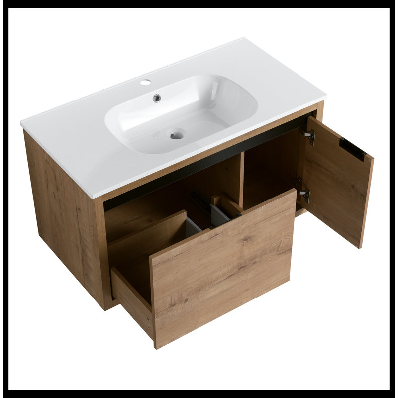 Meuble-lavabo mural avec lavabo en gel
