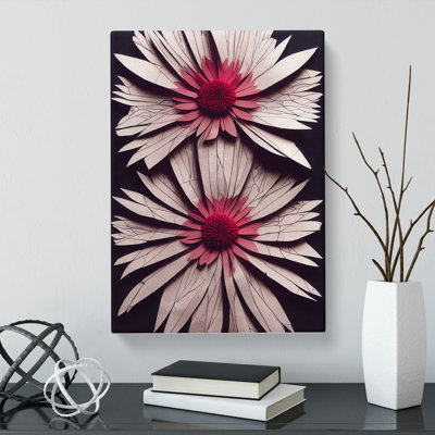 Chrysanthemum Flower Torn Paper - Wrapped Canvas