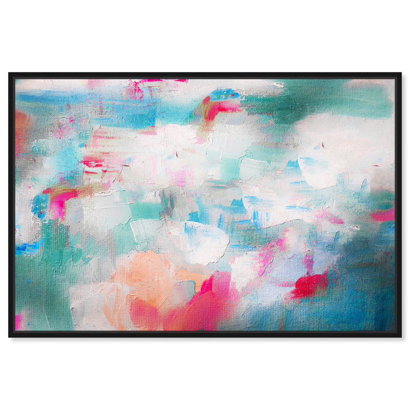«Abstract Hug Me», peinture sur toile, Toile avec cadre noir, H 30 po x l 45 po