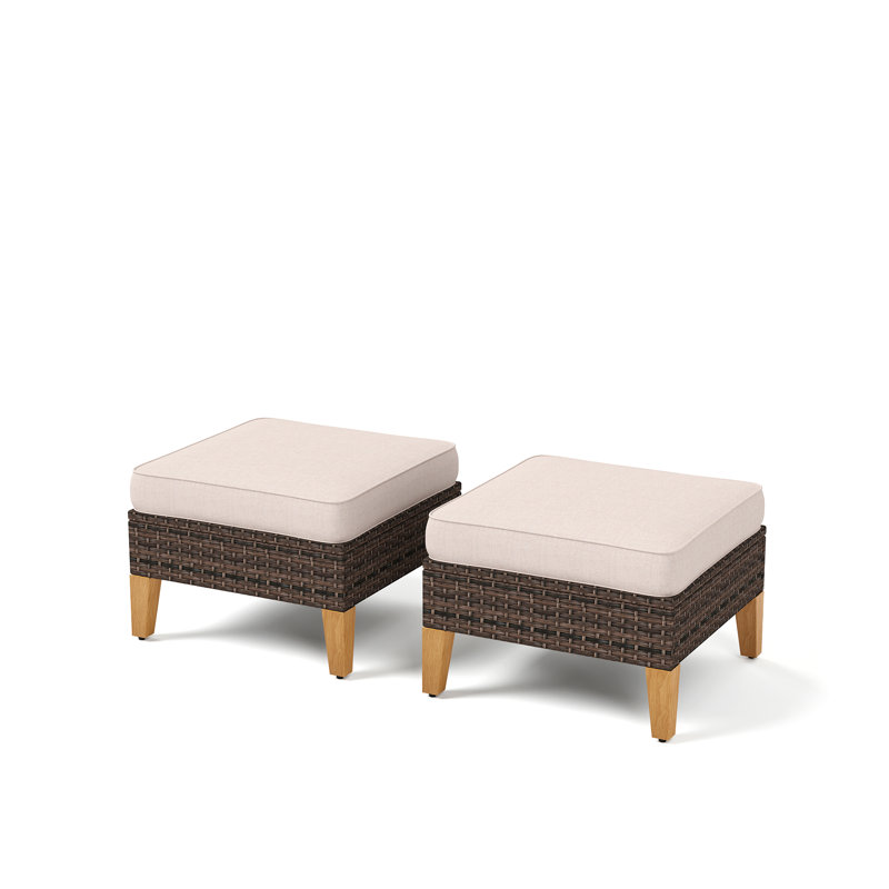 Repose-pieds d'extérieur en osier Salem, Beige