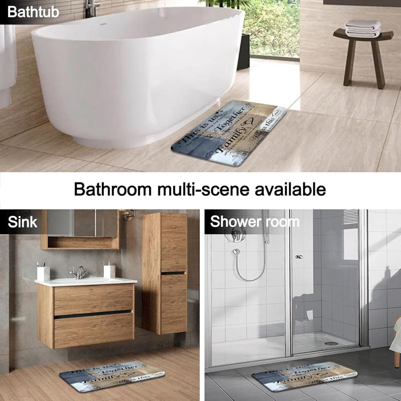Ensemble de tapis de salle de bain antidérapant 4 pièces Family Quote