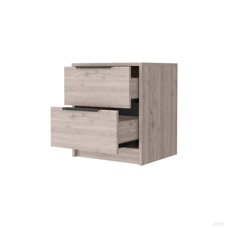 Washington Nightstand, Two Large Drawers, Light Gray