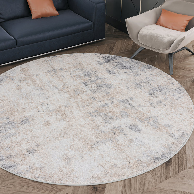 Tapis gris Cristina, Rond 7 pi 10 po