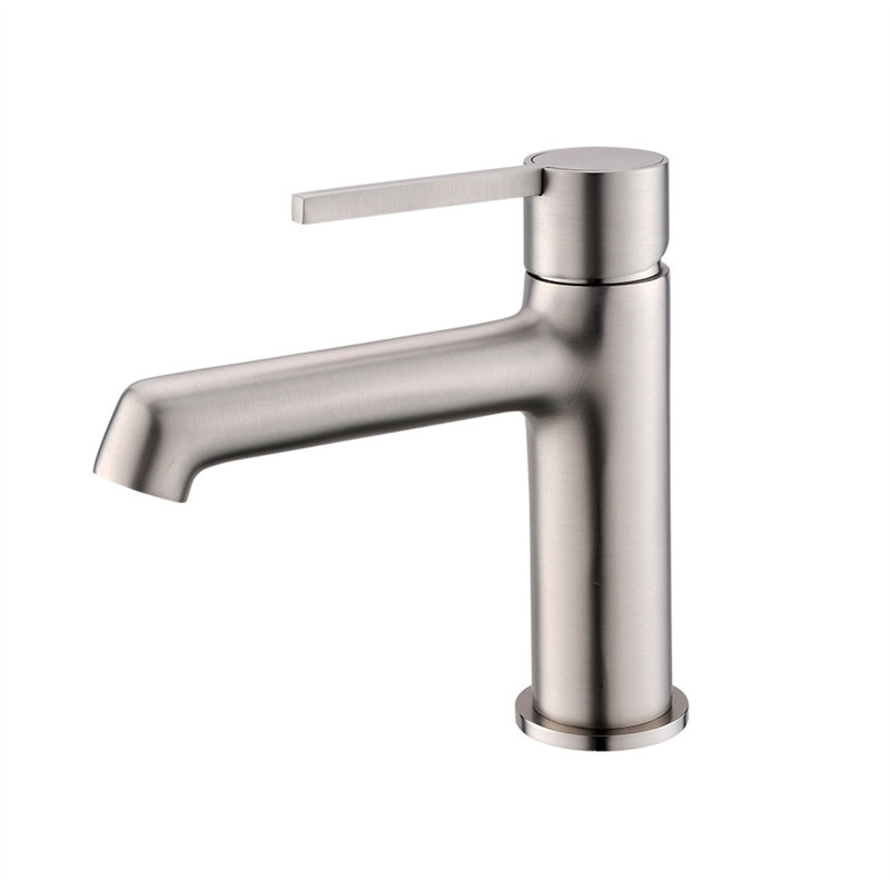 Robinet de salle de bain à un trou en laiton, Nickel brossé