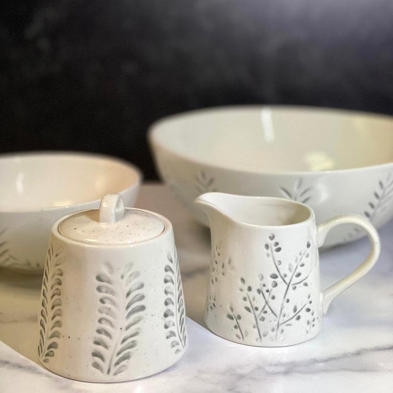 Hudson Valley Floral Ceramic Sugar and Creamer Set - 2 Piece