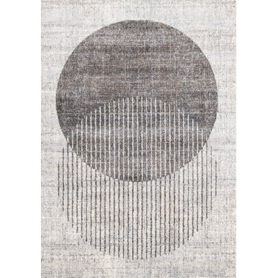 5' X 8' Gray And White Geometric Area Rug