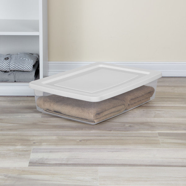 Sterilite 28 Qt Storage Box, Stackable Plastic Container Home Organizer, 10 Pack