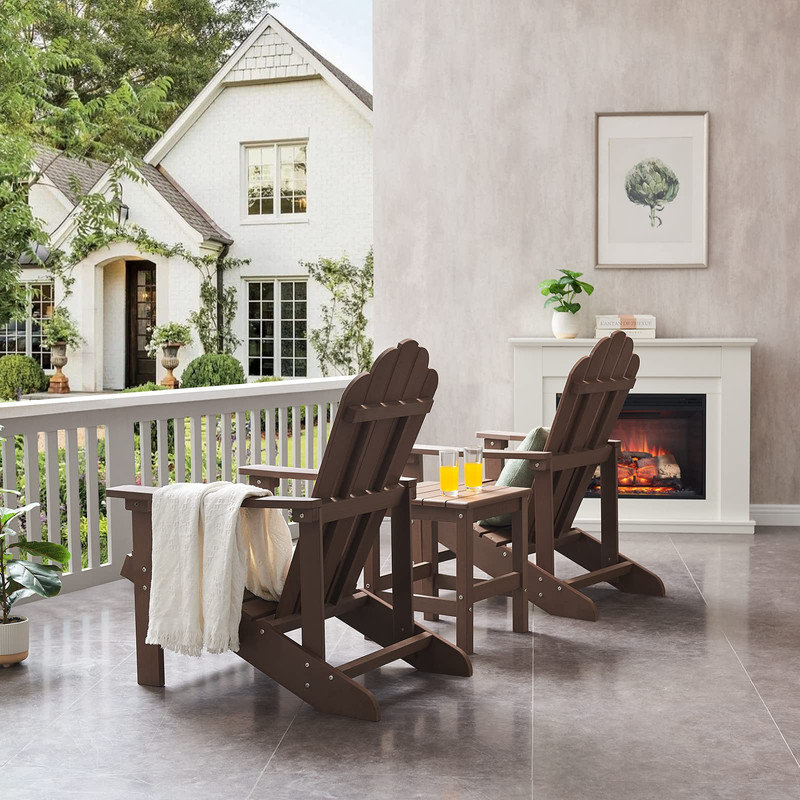 Chaise Adirondack, chaise de patio surdimensionnée pour l'extérieur, Brun, 2