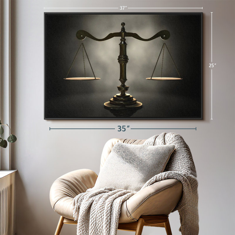 «Gold Scales Of Justice Wall Art», H 25 po x l 37 po