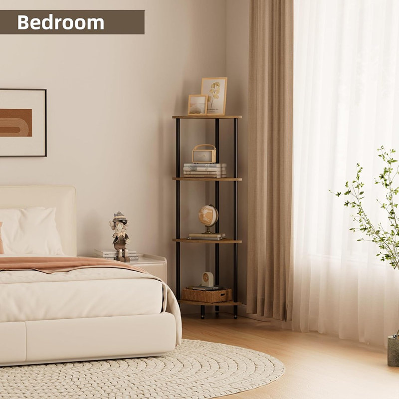 4 Tier Corner Shelf, Bookcase For Small Spaces, Corner Display S...