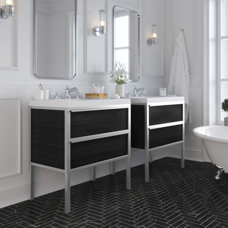 Element 24" Single Bathroom Vanity Set, Black/Silver