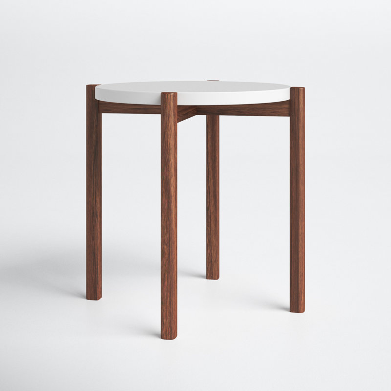 Santino Round-Top End Table, White