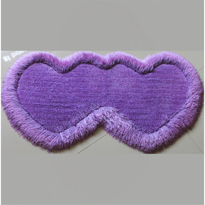 Tapis à poils longs double touffeté à la main en forme de cœur double de 4 po (28 po x 55 po)