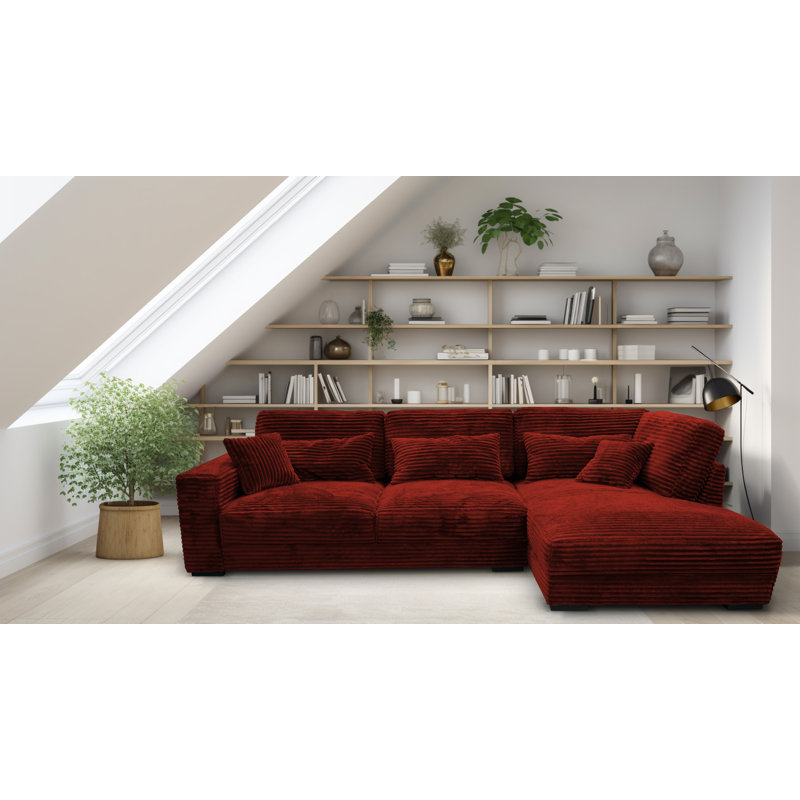 Nahkita 4 Seater Corner Sofa , Red, Right Hand Facing