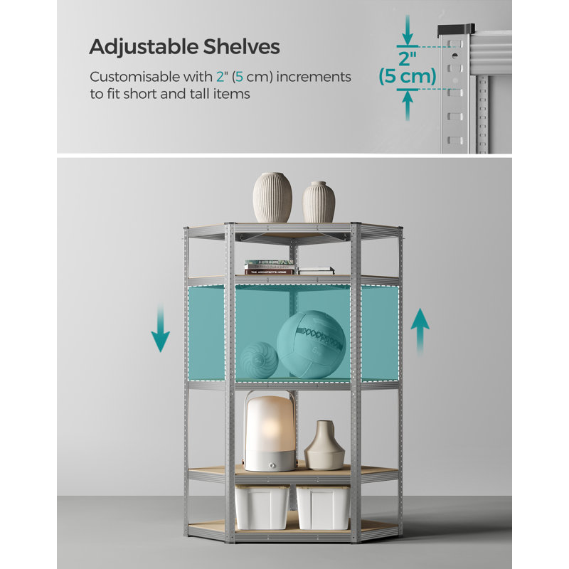 Alandis Metal Height -Adjustable Shelving Unit, 180cm H x 90cm W x 90cm D, Silver