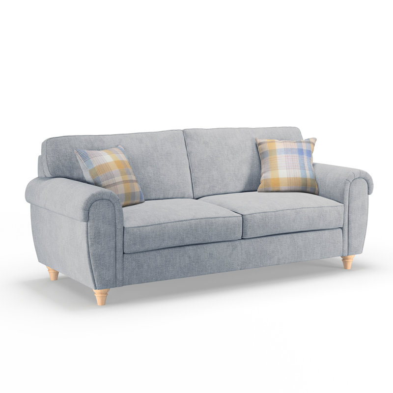 Vivo 3 Seater Round Arm Sofa , Blue