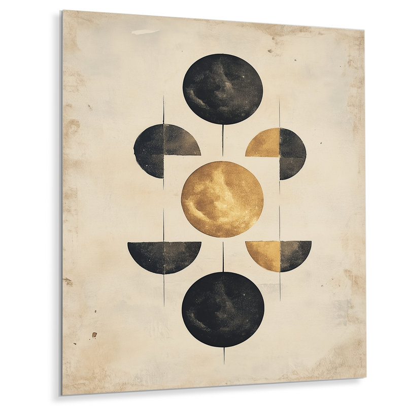 Lunar Phases Abstract - Moon Metal Wall Decor, Modern Metal Print, 16" W x 32" H