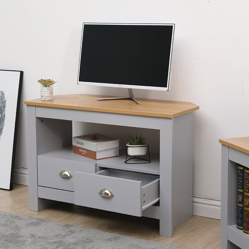 Derek Unfinished TV Stand for TVs up to 47", Oak/Grey