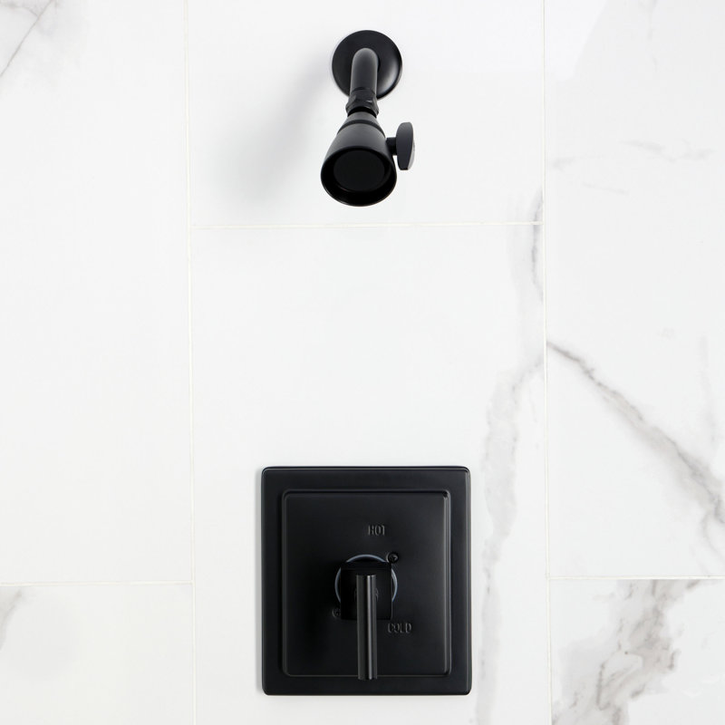 Robinet de douche à pression équilibrée à poignée simple Kingston Brass Claremont, Noir mat