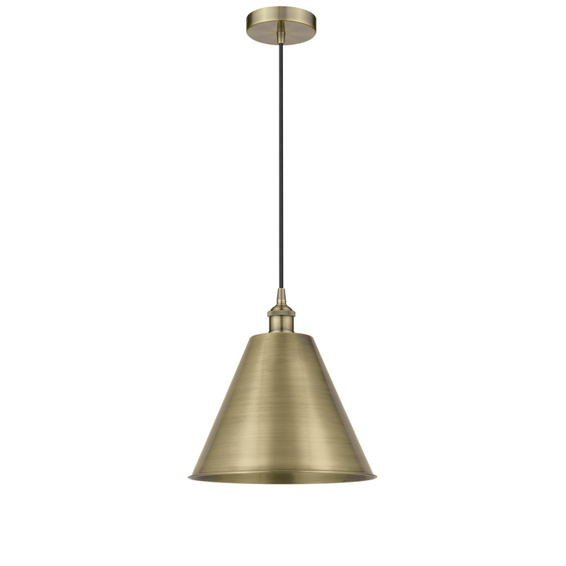 Luminaire suspendu conique 1 lumière, Laiton antique, Laiton antique, H 11,75 po x l 8 po x P 8 po