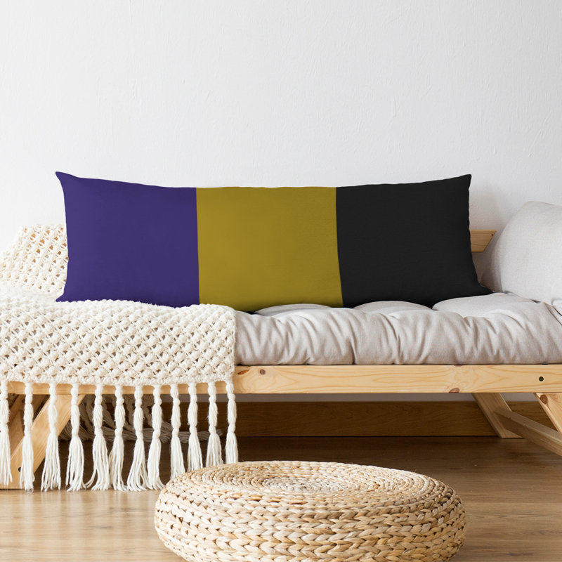 Oreiller de corps en polyester / polyester Arizona Football Stripes, Football Baltimore, Mauve / noir / jaune