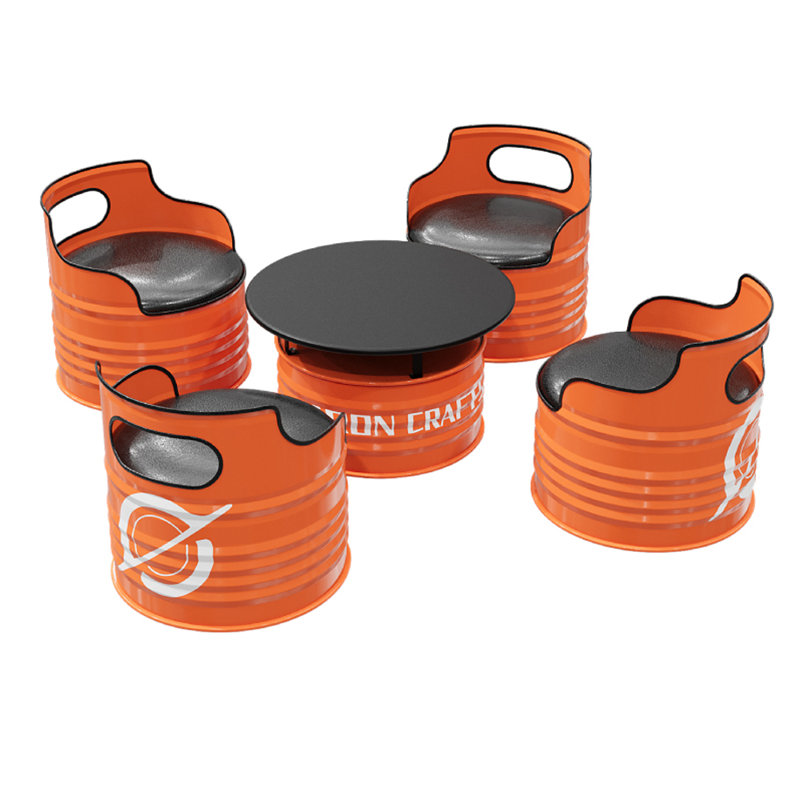 4 - Person Pedestal Dining Set, Orange, Orange/Black