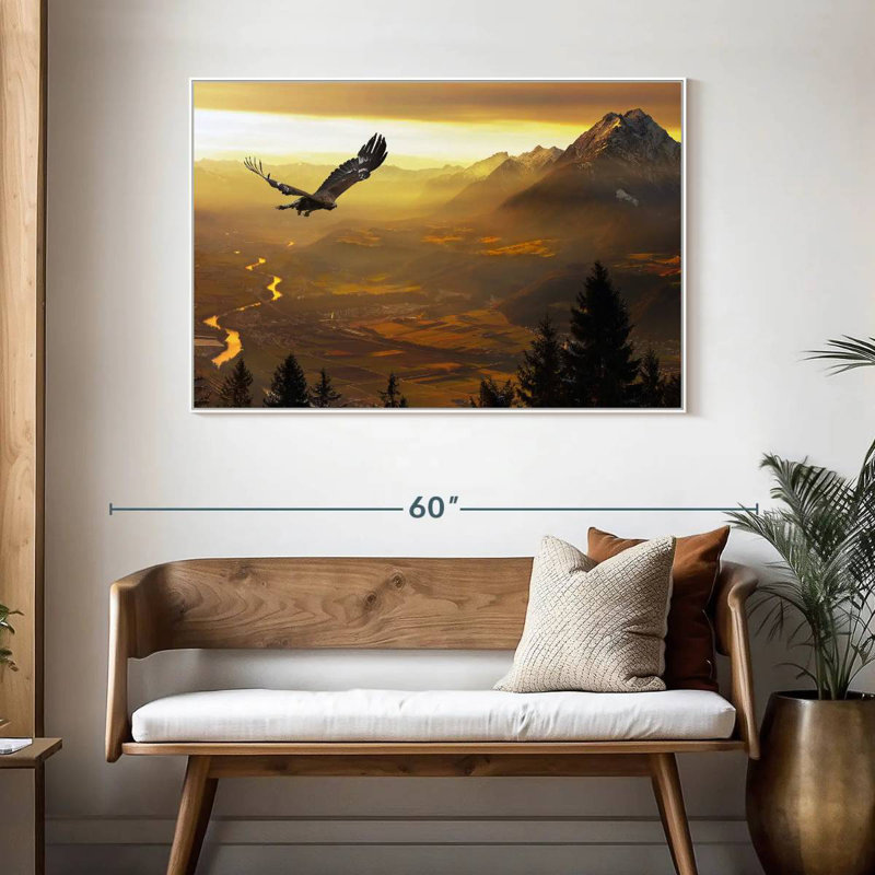 Aigle royal au coucher du soleil, Cadre flottant blanc, 46 po x 31 po