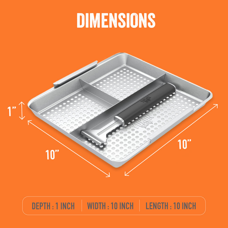 Yukon Glory compartment BBQ grill basket with clip-on handle, stainless steel