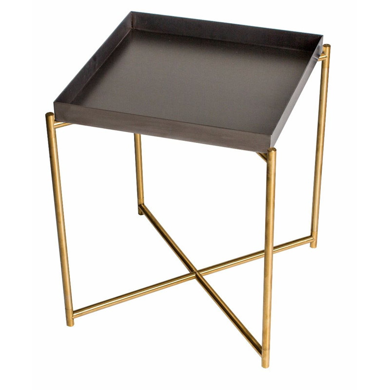 Bedell Tray Top End Table, Brass, Metal