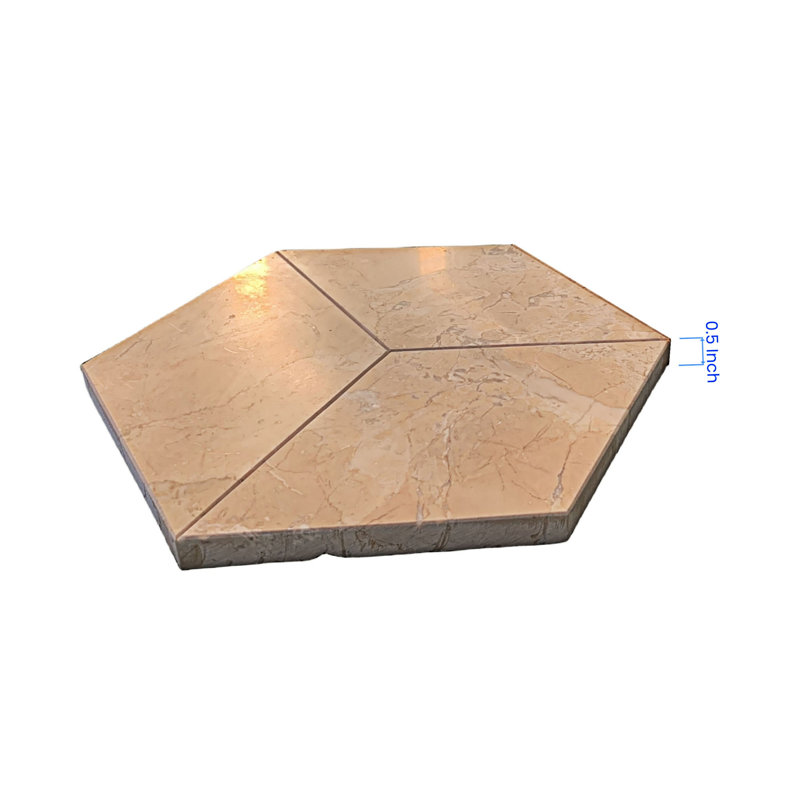 Carreau de marbre hexagonal poli, 1 boîte, 12 pièces